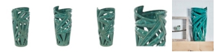 CosmoLiving by Cosmopolitan Green Stoneware Vase, 16 x 7 x 8